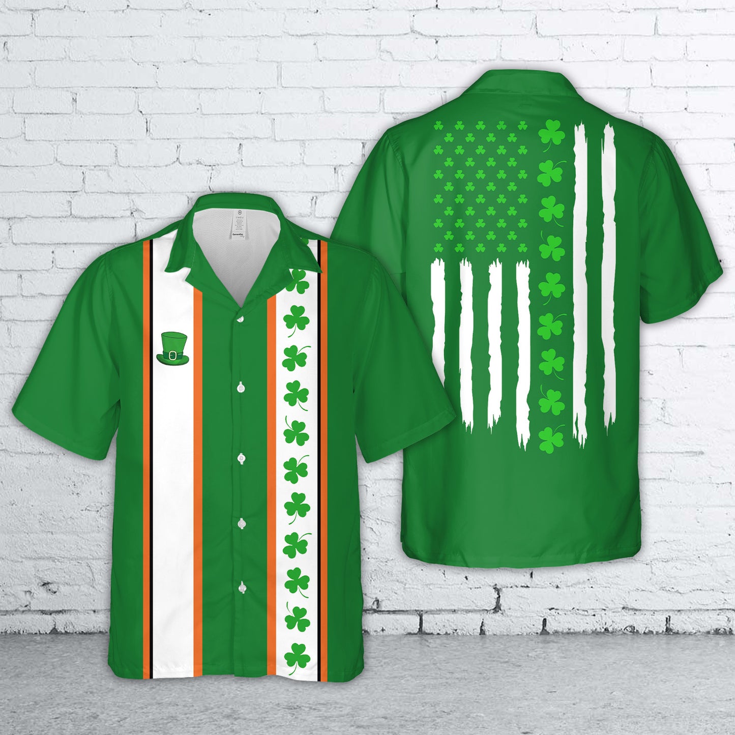 St Patricks Day USA Flag Hawaiian Shirt
