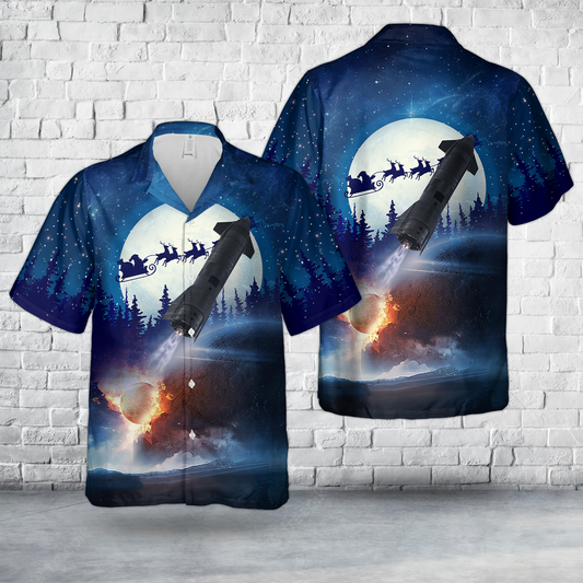 Starship SN10 High-Altitude Flight Test Christmas Hawaiian Shirt