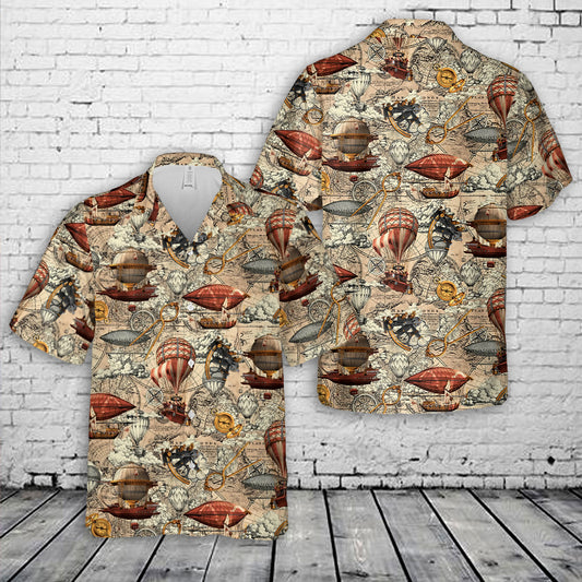 Steampunk Hot Air Balloon Hawaiian Shirt