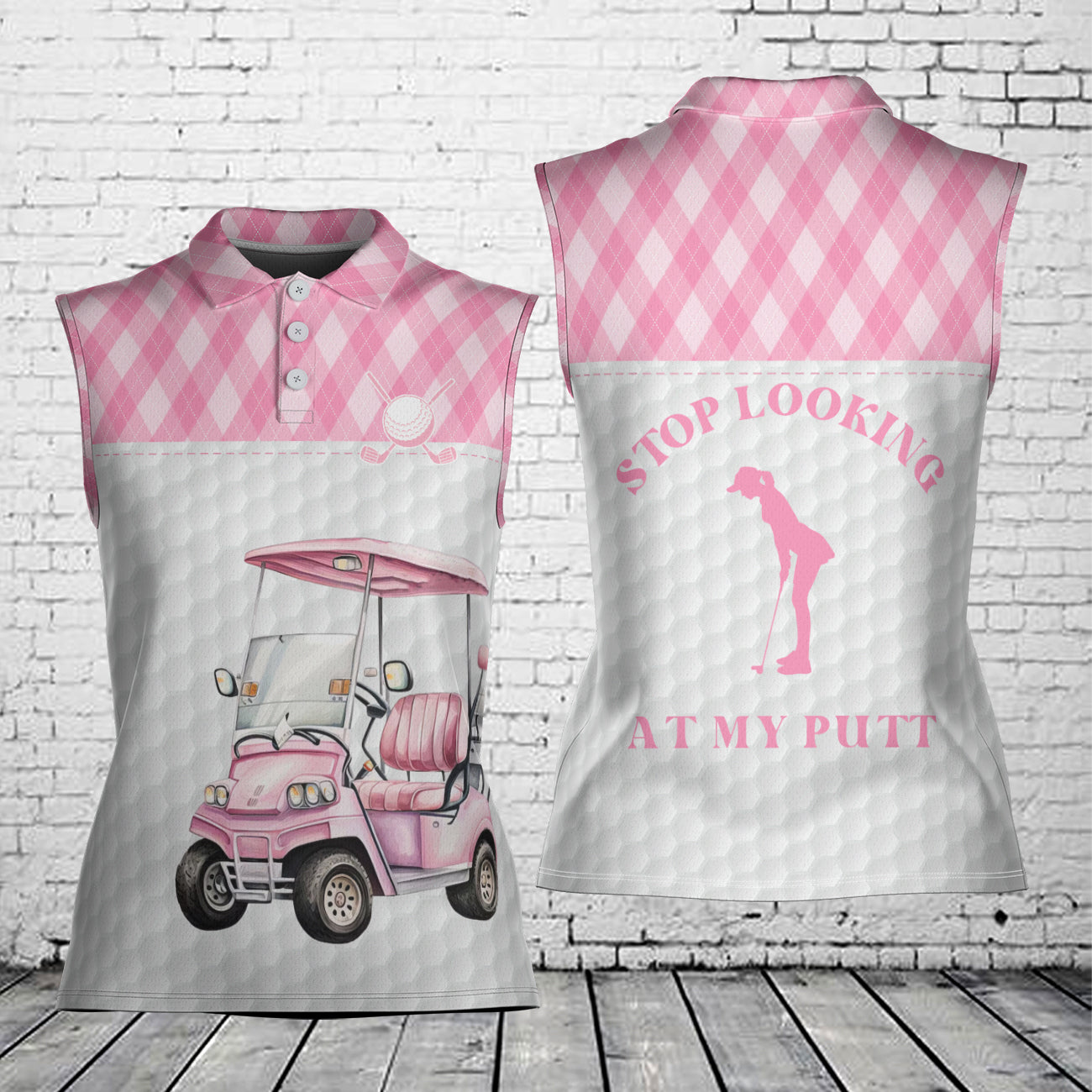 Stop Looking At My Putt Women's Sleeveless Athleisure Polo Shirt