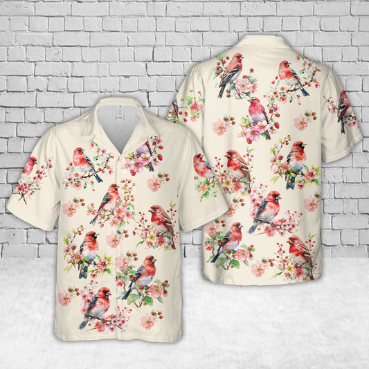 Strawberry Finch Floral Hawaiian Shirt