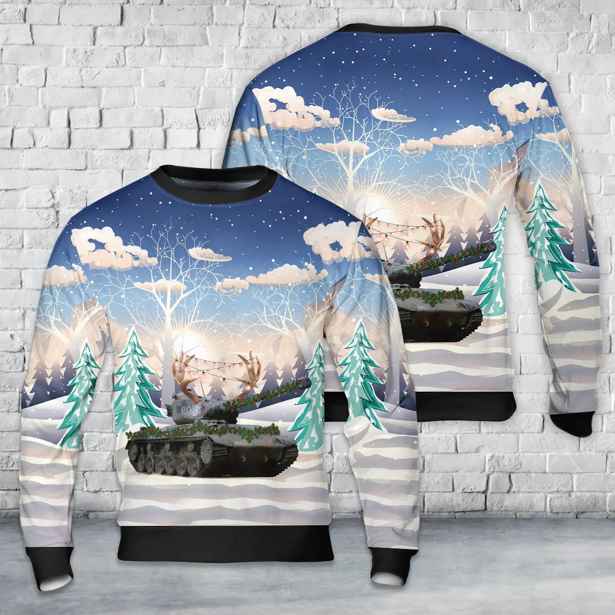 Stridsvagen Strv 50, '995' Swedish Army AOP Christmas Sweater