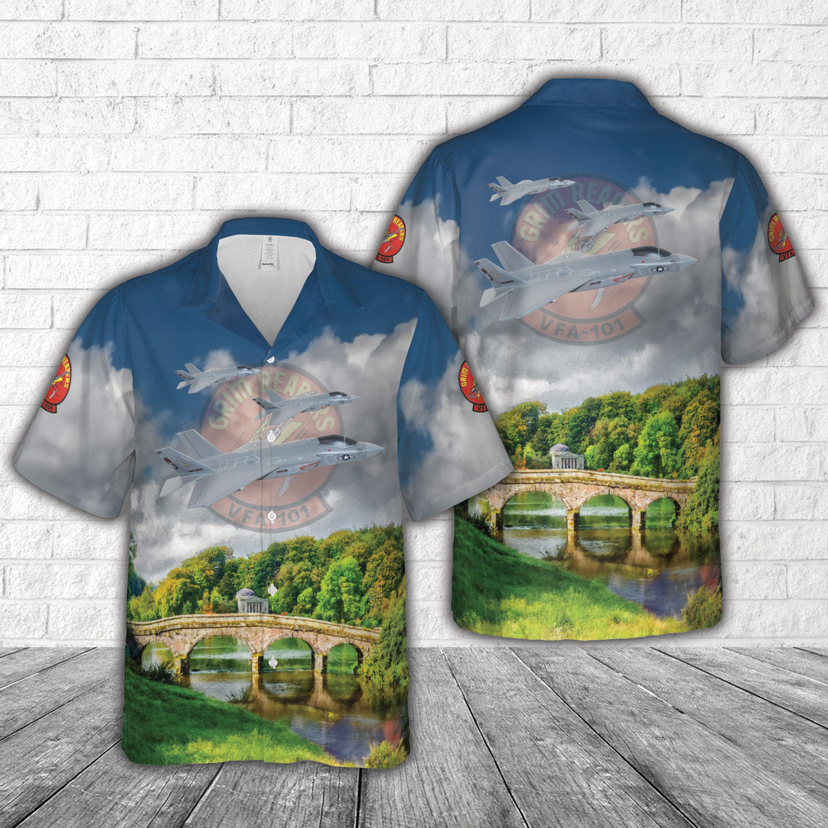 Strike Fighter Squadron 101 (VFA-101) Grim Reapers F-35C Hawaiian Shirt