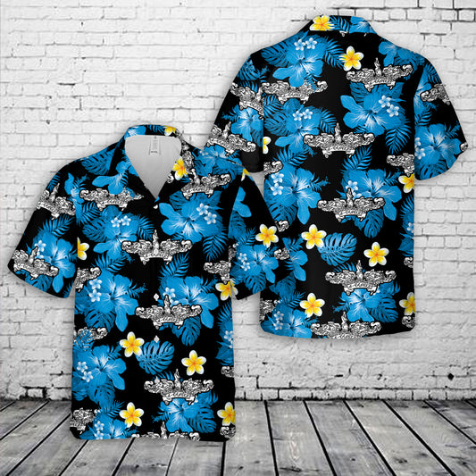 Submarine Machinist's Mate A-Ganger Dolphins Silhouette Hawaiian Shirt