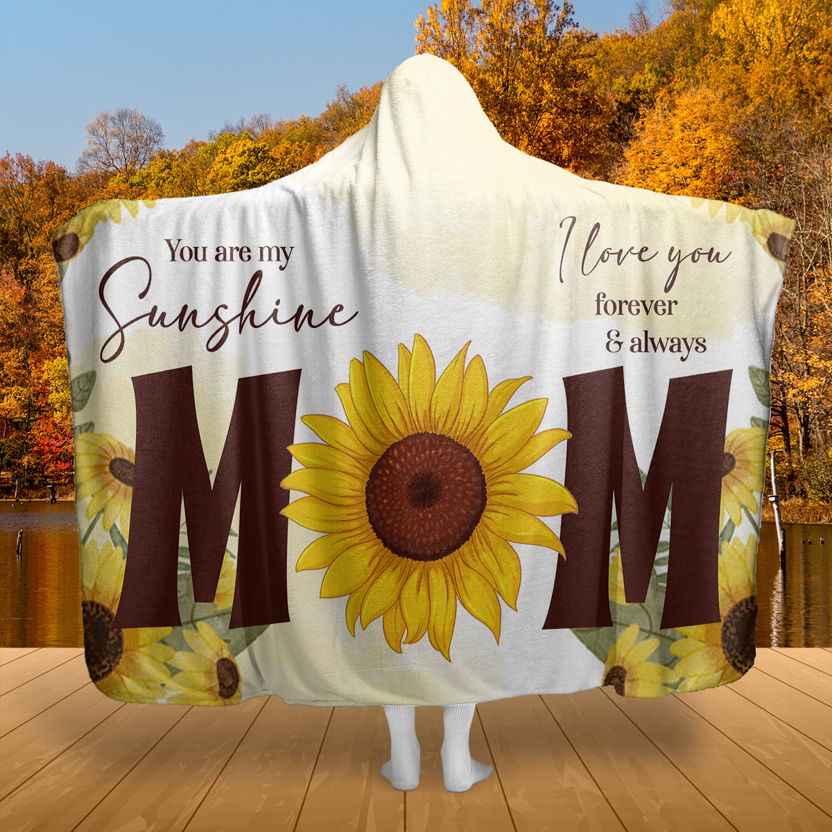 Sunflower Mom Butterfly AOP Hooded Blanket