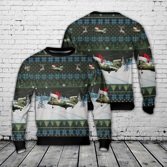 Sweden Navy Boeing Vertol Hkp4B (107-II-15) Christmas AOP Sweater