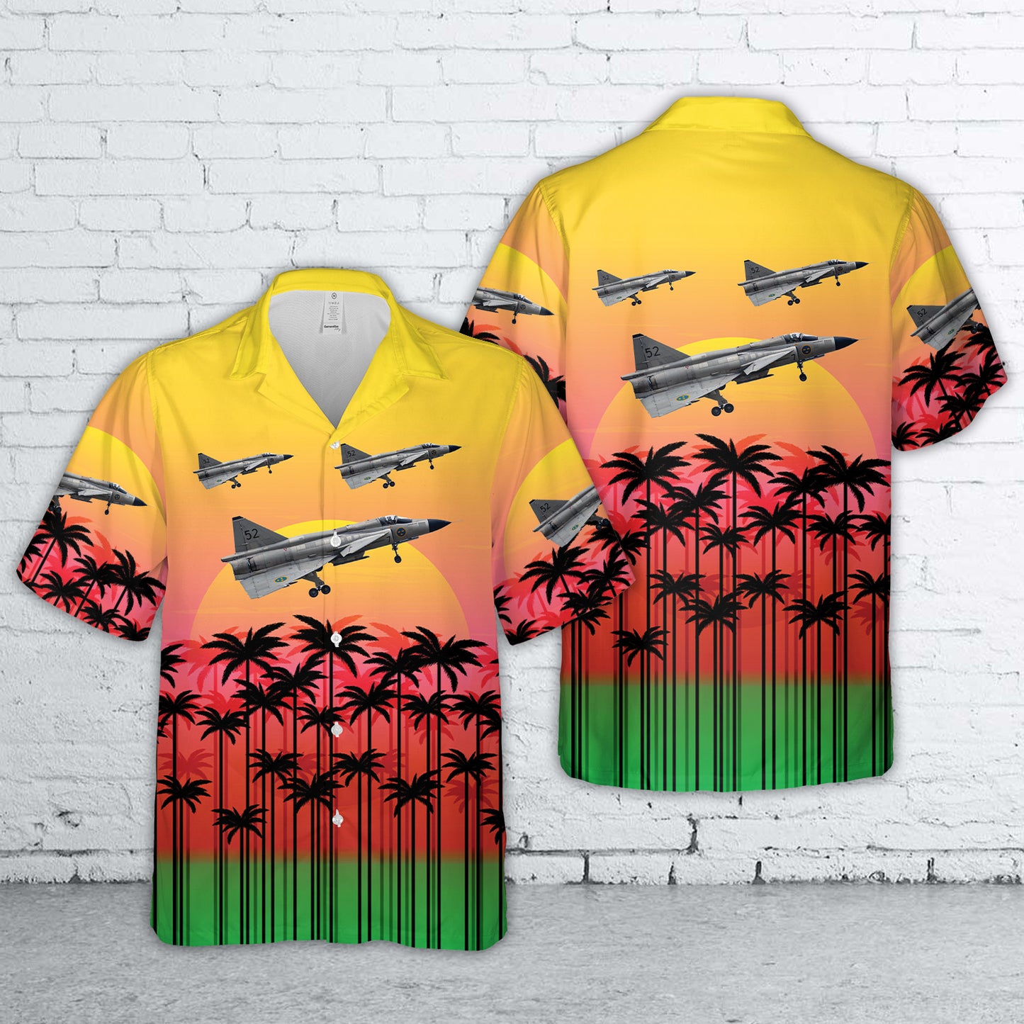 Swedish Air Force Historic Flight Saab AJS 37 Viggen "Gustav 52" Hawaiian Shirt