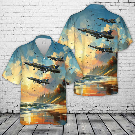 Swedish Air Force Historic Flight Saab J 35J Draken Hawaiian Shirt