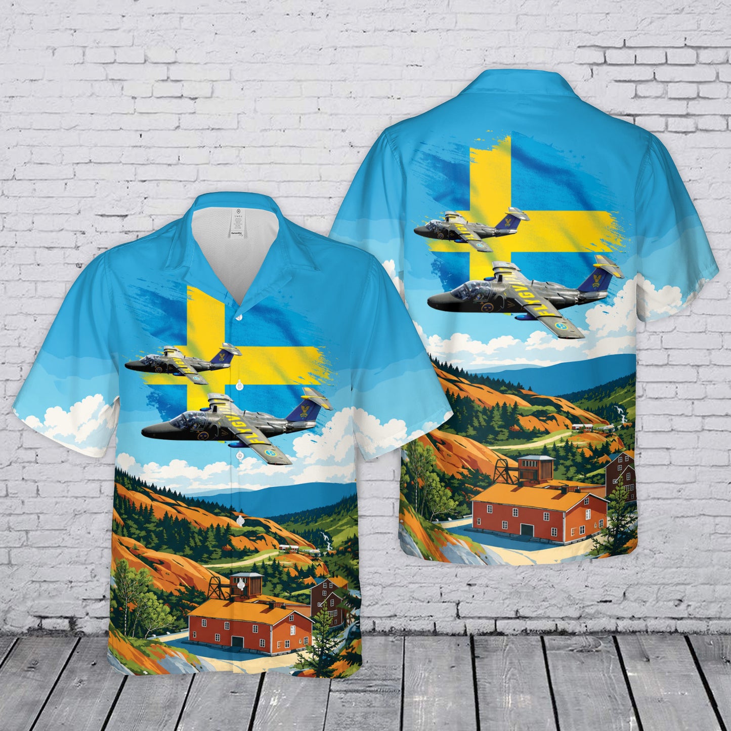 Swedish Air Force Saab 105 (SK 60) Hawaiian Shirt