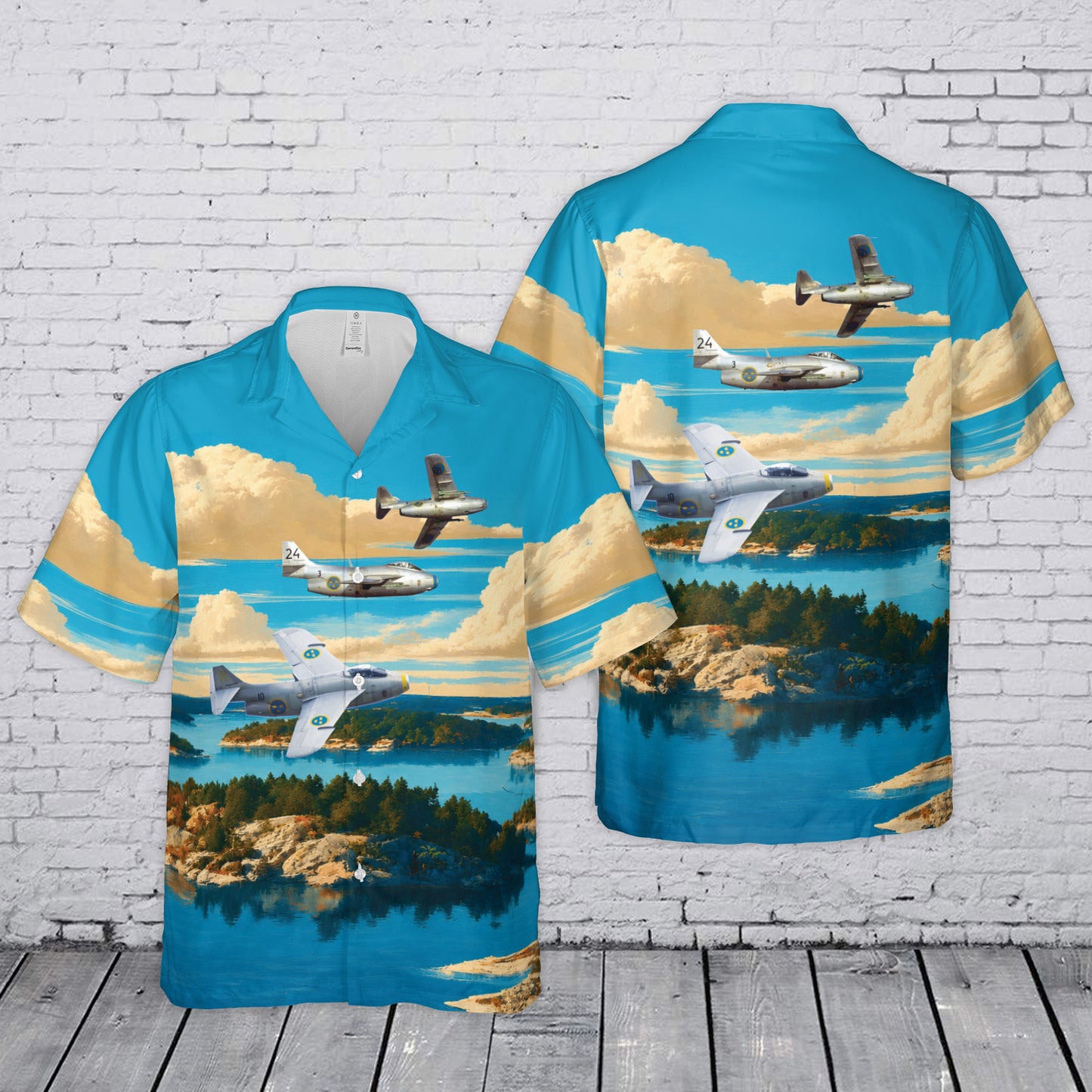 Swedish Air Force Saab 29 Tunnan Hawaiian Shirt