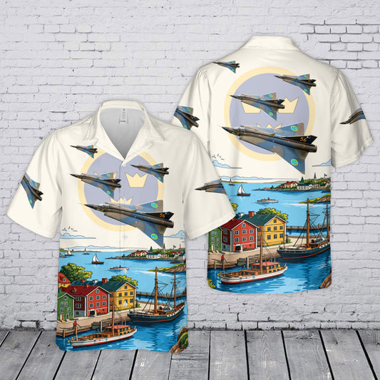 Swedish Air Force Saab 35 Draken Hawaiian Shirt