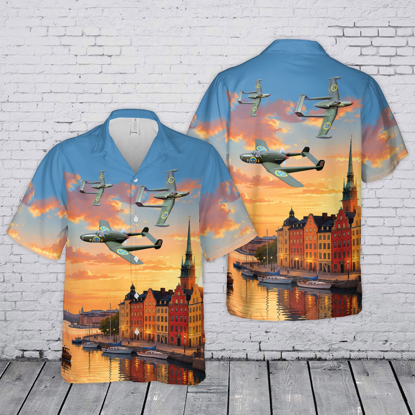 Swedish Air Force Saab J 21 / J 22 Hawaiian Shirt