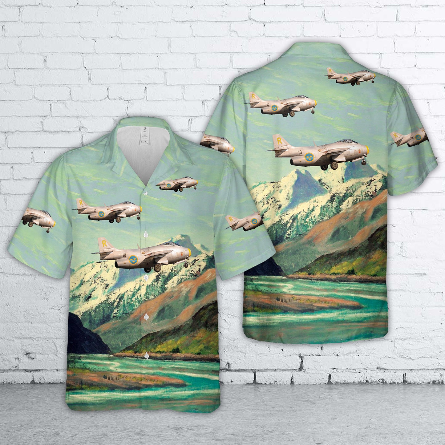 Swedish Air Force Saab J29 Tunnan Hawaiian Shirt