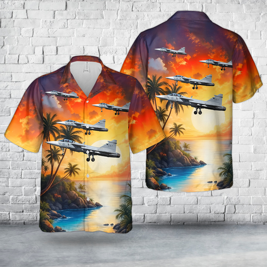 Swedish Air Force Saab JAS-39C Gripen Hawaiian Shirt