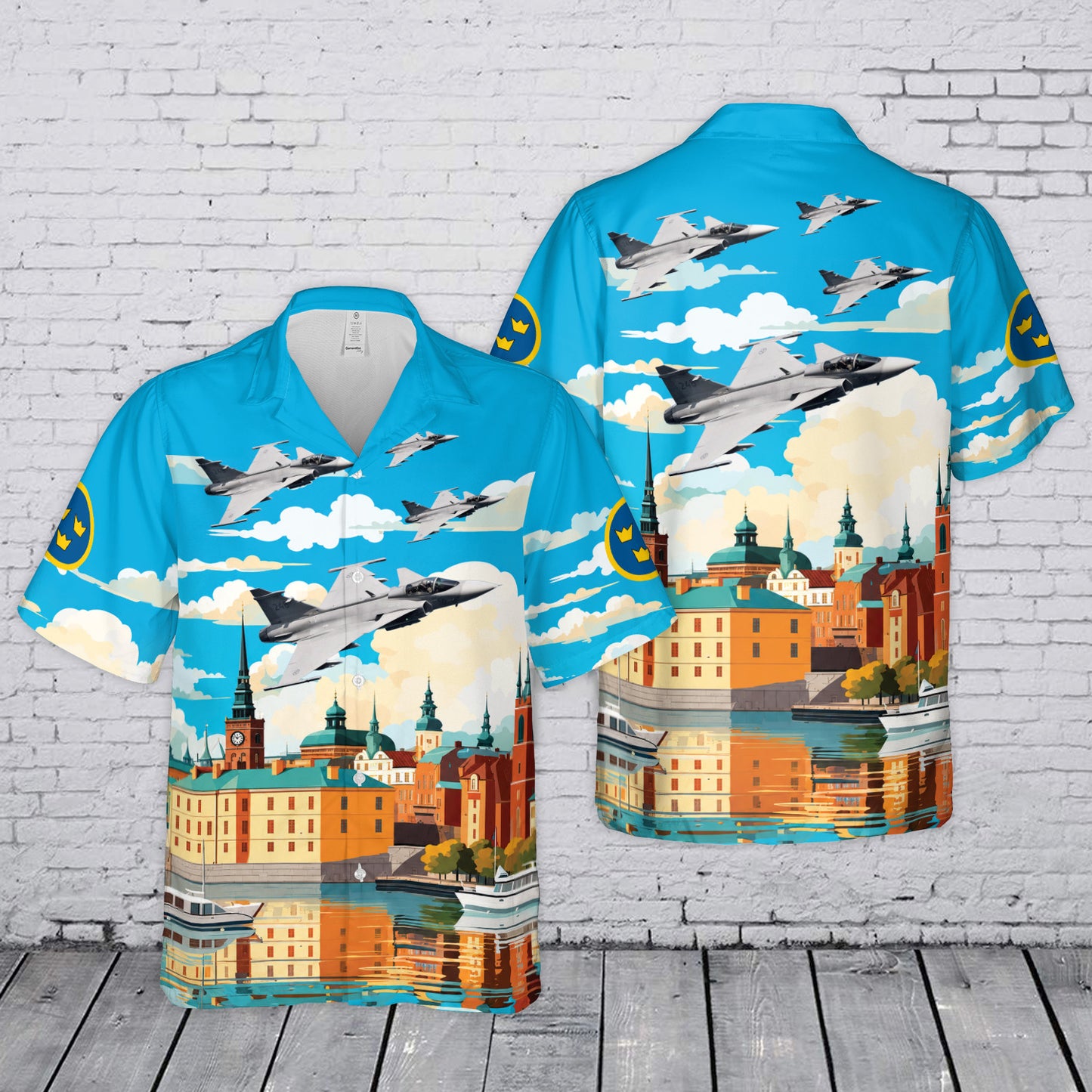 Swedish Air Force Saab JAS 39 Gripen Hawaiian Shirt