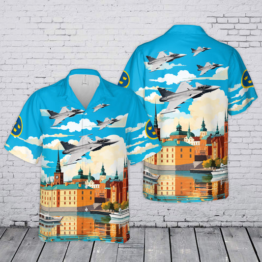 Swedish Air Force Saab JAS 39 Gripen Hawaiian Shirt