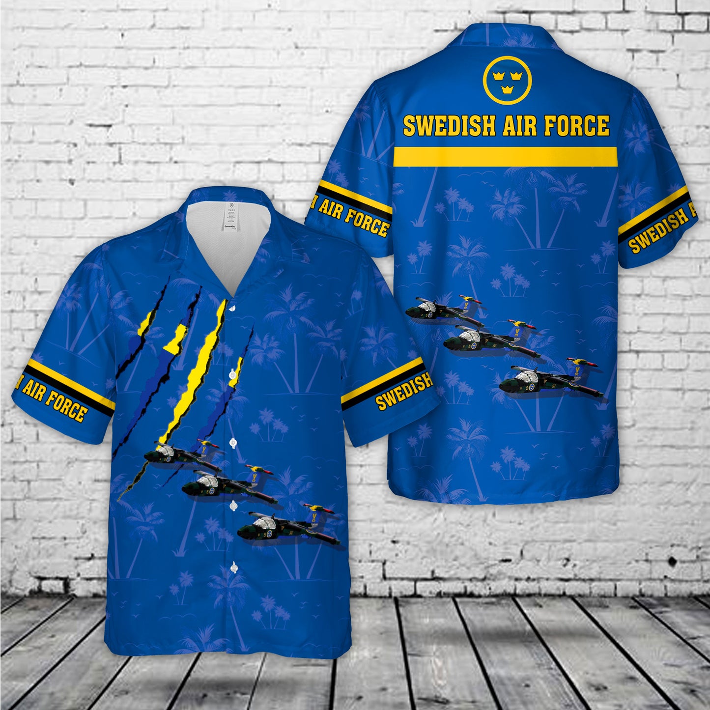 Swedish Air Force Saab Sk 60 SAAB SK60/ 105 Jet trainer Hawaiian Shirt