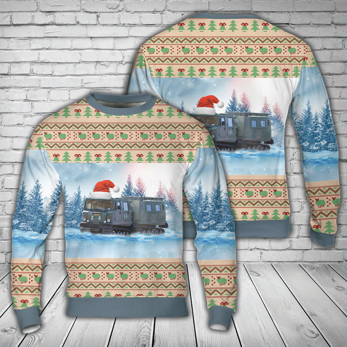 Swedish Army Bandvagn 206 Bv 206 Christmas AOP Sweater