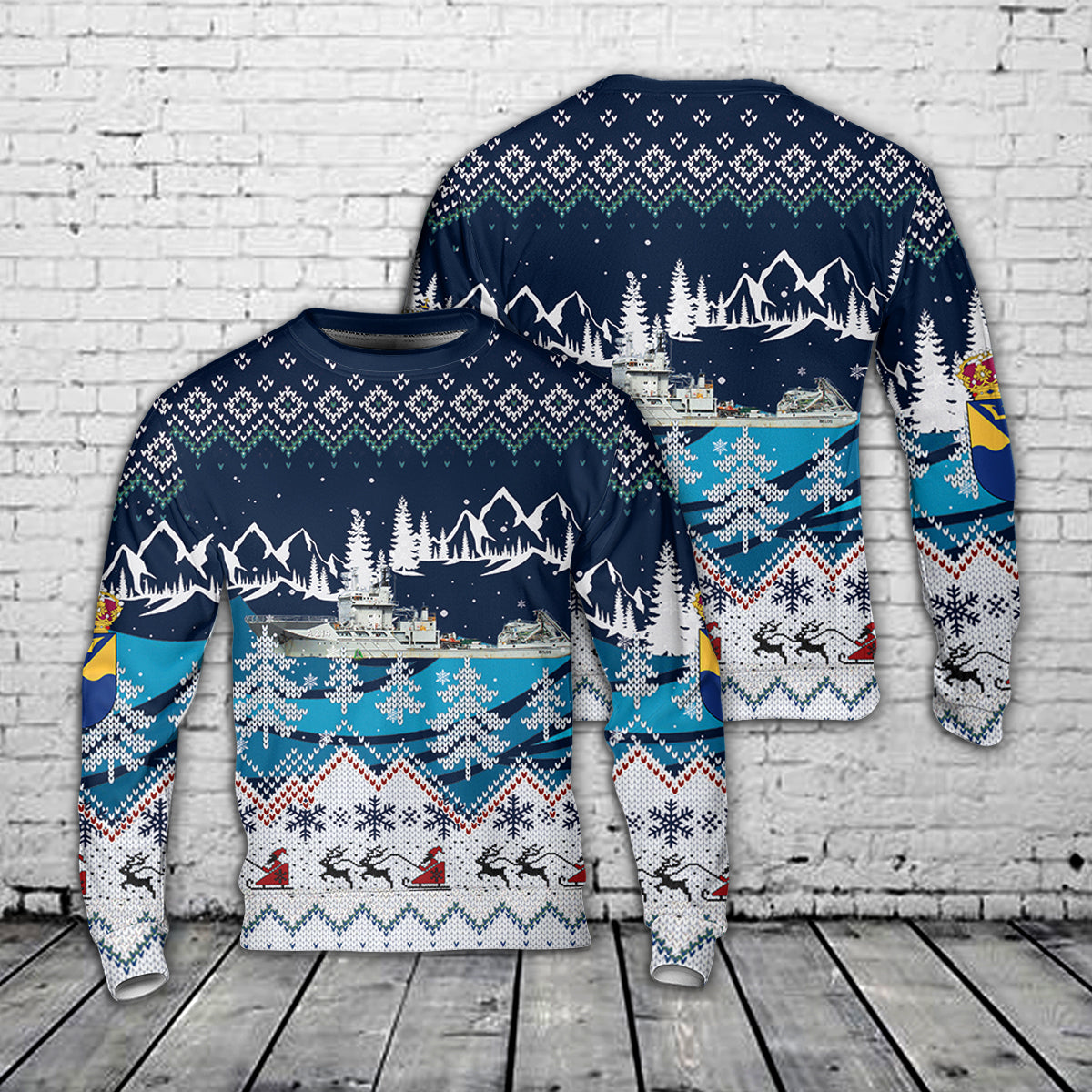 Swedish Navy HSwMS Belos (A214)  Christmas AOP Sweater