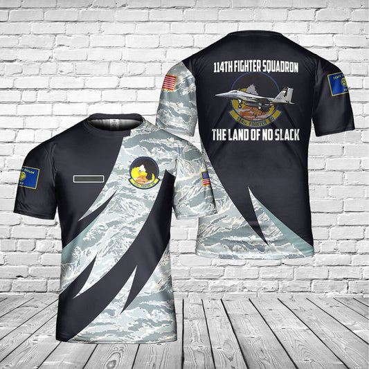 Custom Name Oregon 114th Fighter Squadron McDonnell Douglas F-15C Eagle 3D T-shirt