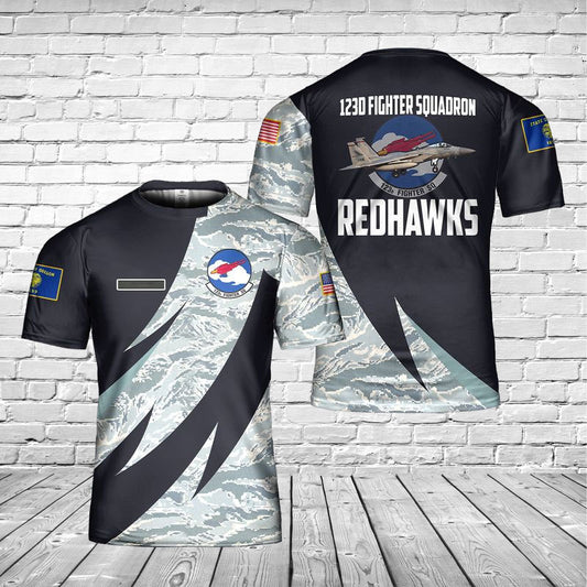 Custom Name Oregon Air National Guard 123d Fighter Squadron McDonnell Douglas F-15C Eagle 3D T-shirt