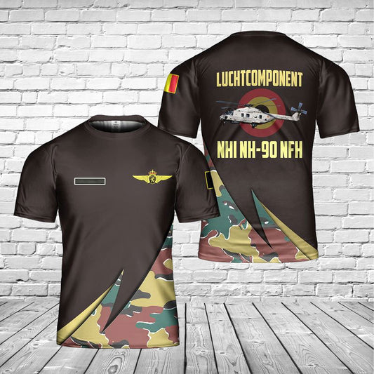 Custom Name Belgian Air Component Luchtcomponent NHI NH-90 NFH 3D T-shirt