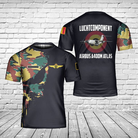 Custom Name Belgian Air Component Luchtcomponent Airbus A400M Atlas 3D T-shirt