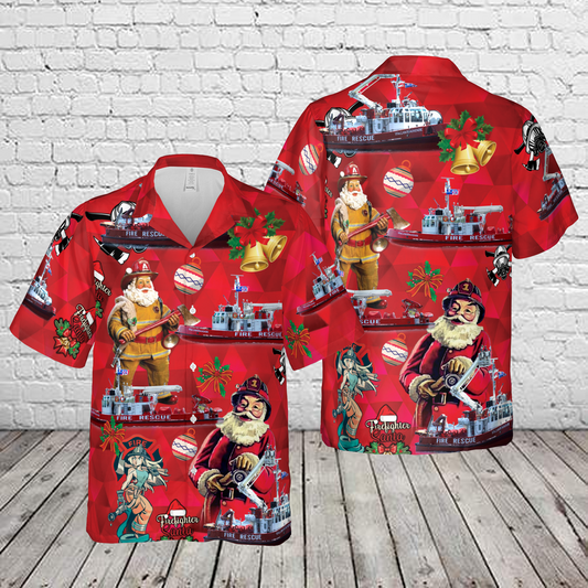 TORONTO FIRE SERVICES (TFS), ONTARIO William Lyon Mackenzie (fireboat) Christmas Hawaiian Shirt