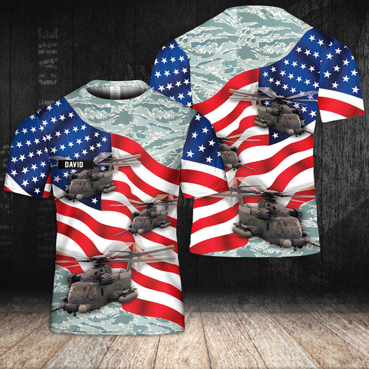 Custom Name US Air Force Sikorsky MH-53 Pave Low T-Shirt 3D