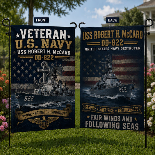 Veteran US Navy USS Robert H. McCard (DD-822) Gearing-class destroyer Double Sided Garden Flag