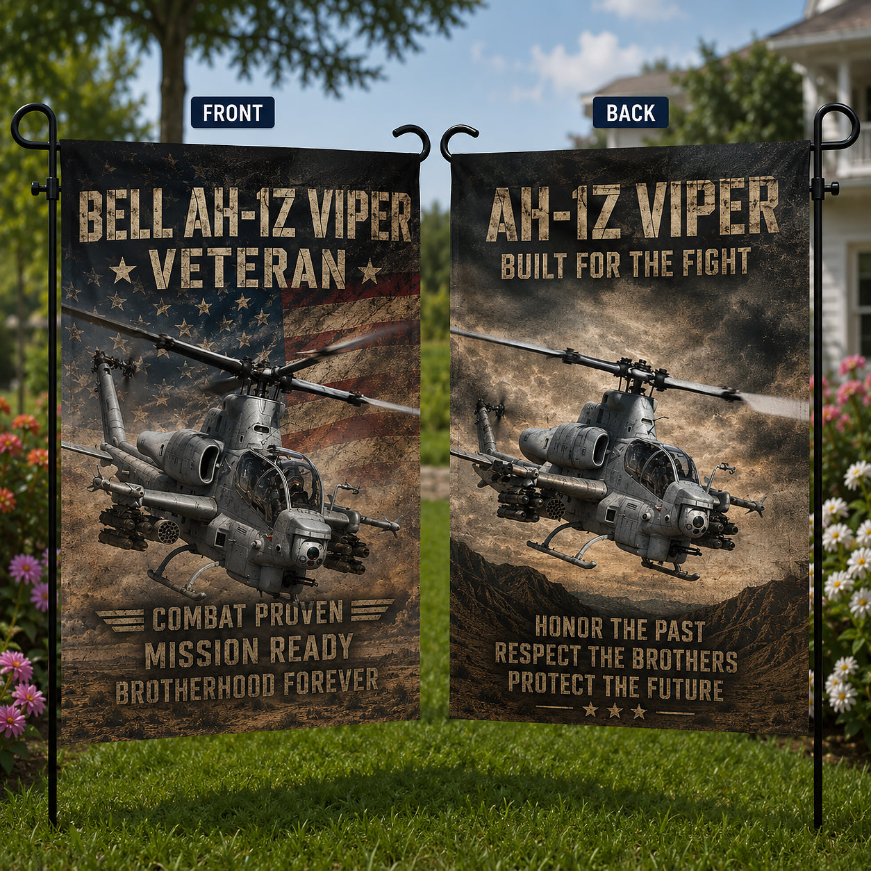 Veteran US Bell AH-1Z Viper Double Sided Garden Flag