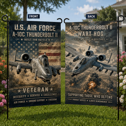 Veteran US Air Force A-10C Thunderbolt II Double Sided Garden Flag
