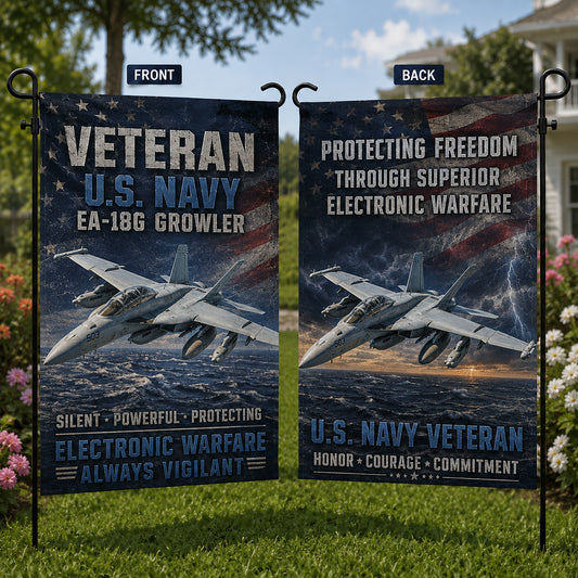 Veteran US Navy Boeing EA-18G Growler Double Sided Garden Flag