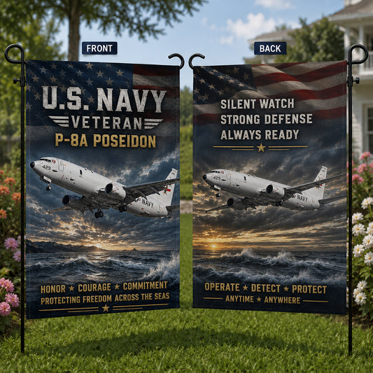 Veteran US Navy Boeing P-8A Poseidon Double Sided Garden Flag