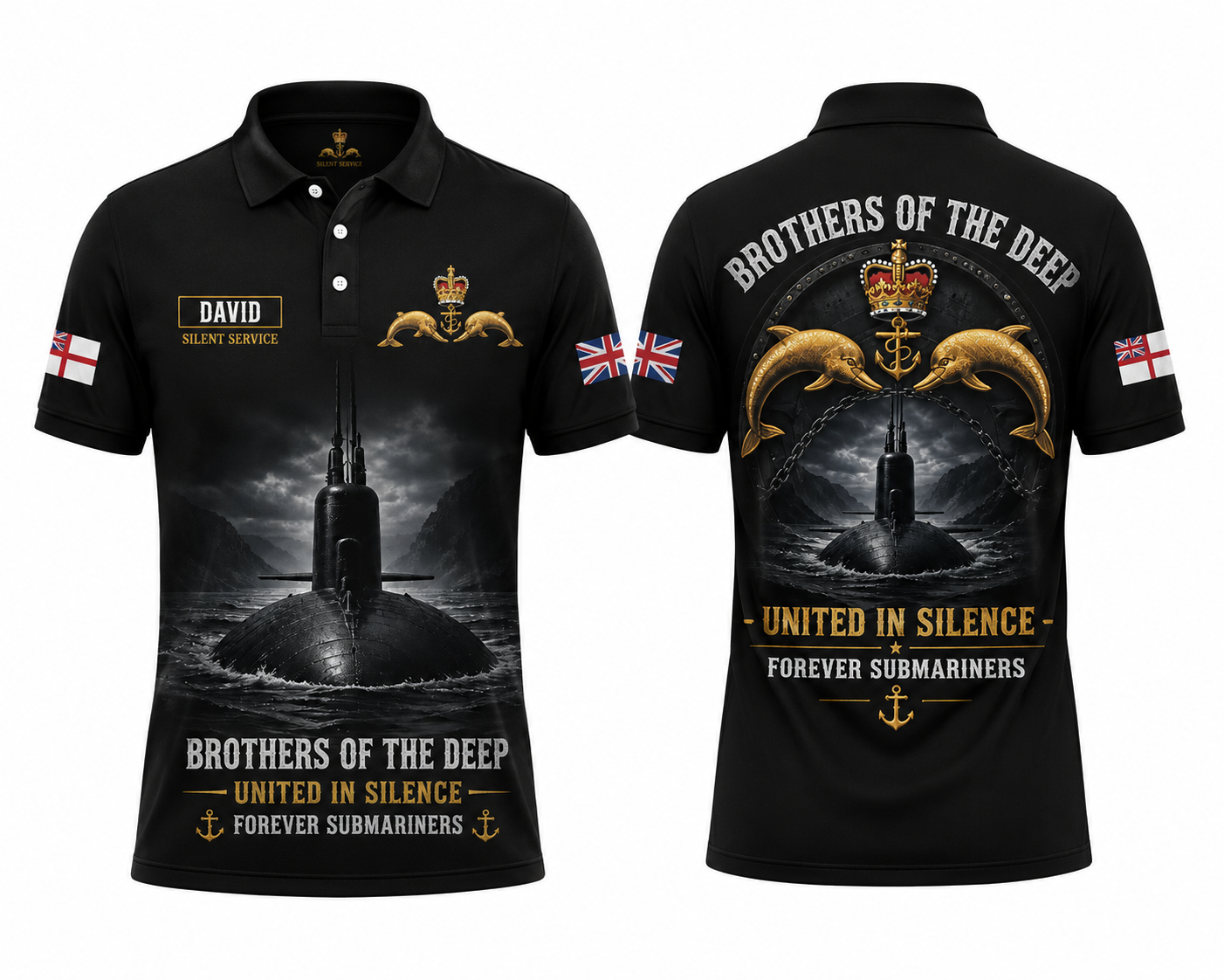Custom Name Royal Navy Brothers Of The Deep Polo Shirt
