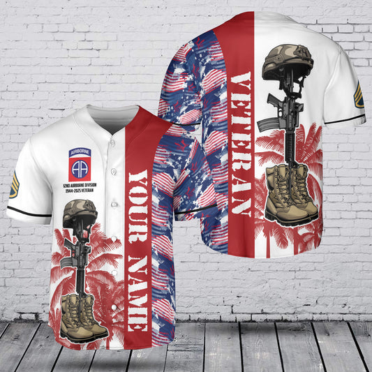 Custom Name, Rank & Year 82nd Airborne Division (All American) Proud To be A Veteran of America Baseball Jersey