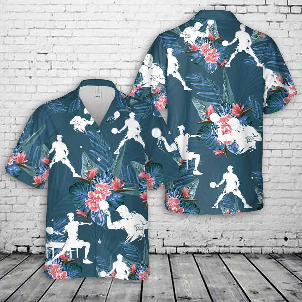 Table Tennis Silhouette Hawaiian Shirt