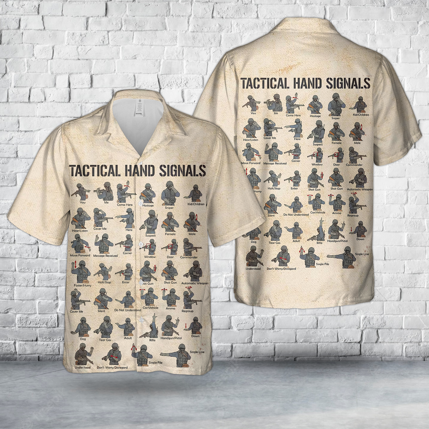 Tactical Hand Signals Hawaiian Shirt