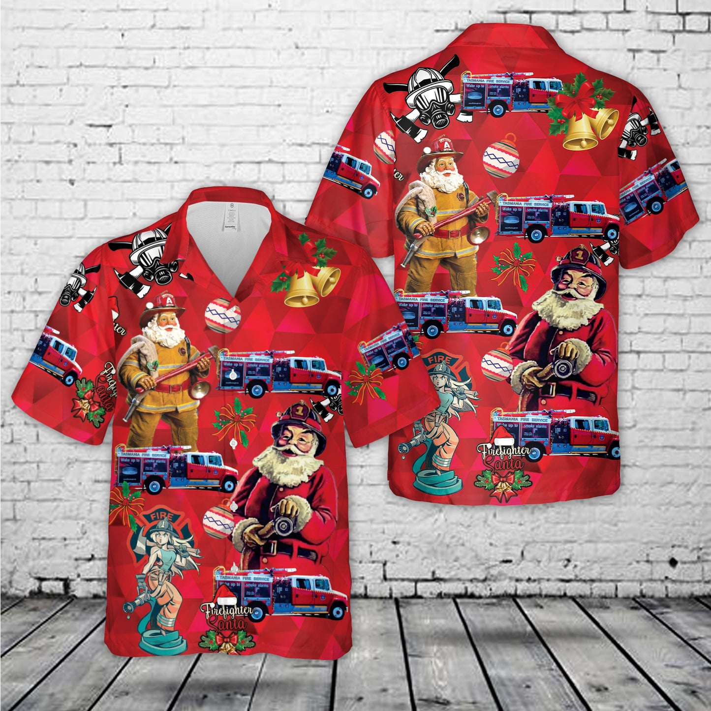 Tasmania Fire Service Freightliner Pumper Christmas Hawaiian Shirt