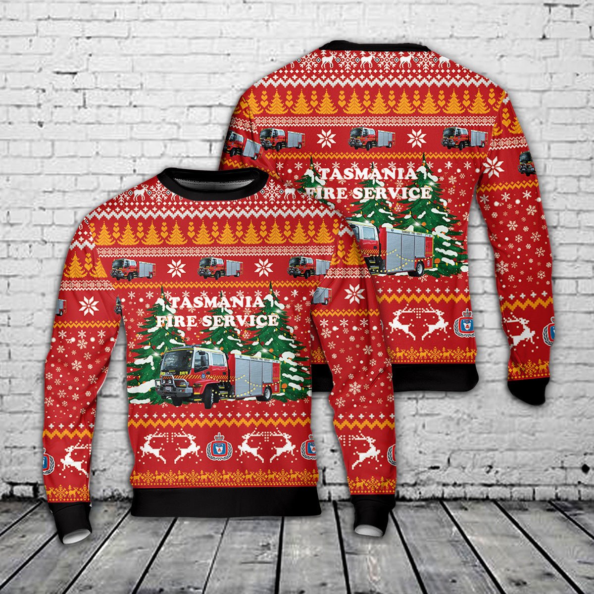 Tasmania Fire Service TFS ISUZU Fire Truck Christmas Sweater