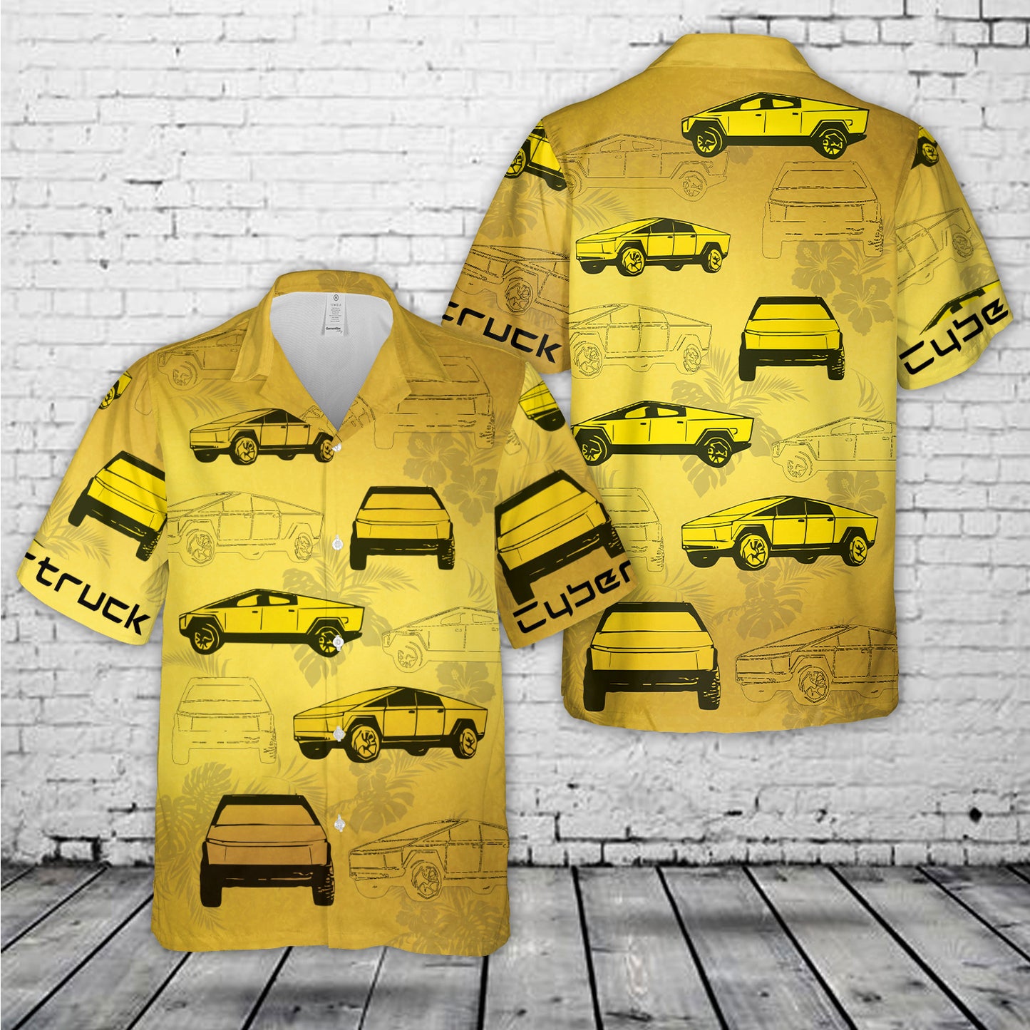 Telsa Cybertruck Silhouette Hawaiian Shirt