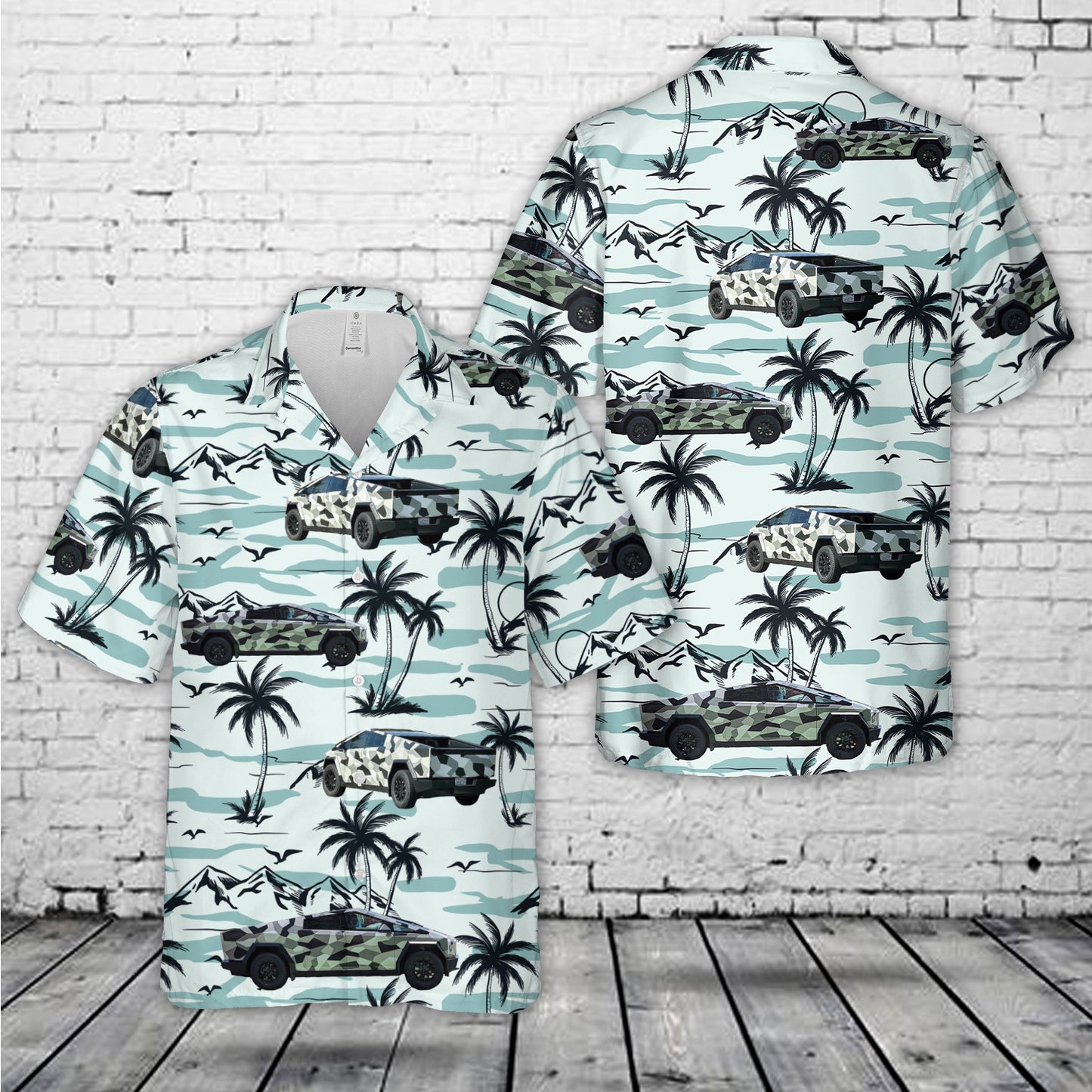 Tesla Camouflage Cybertruck Hawaiian Shirt