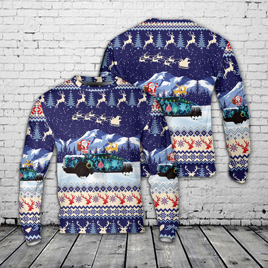 Tesla Cybertruck Blue Digital Camo Christmas Sweater