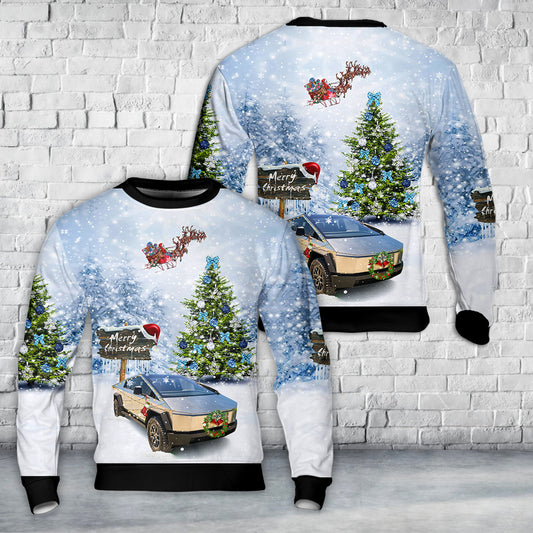 Tesla Cybertruck Christmas AOP Sweater