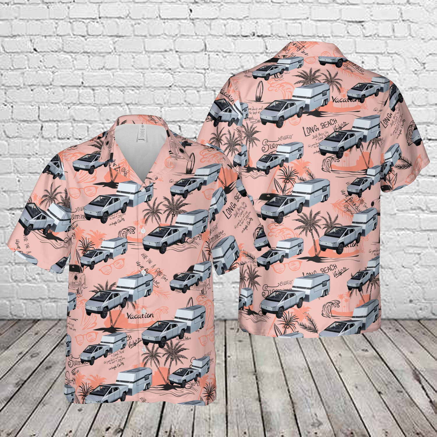 Tesla Cybertruck Pickup Trailer Hawaiian Shirt