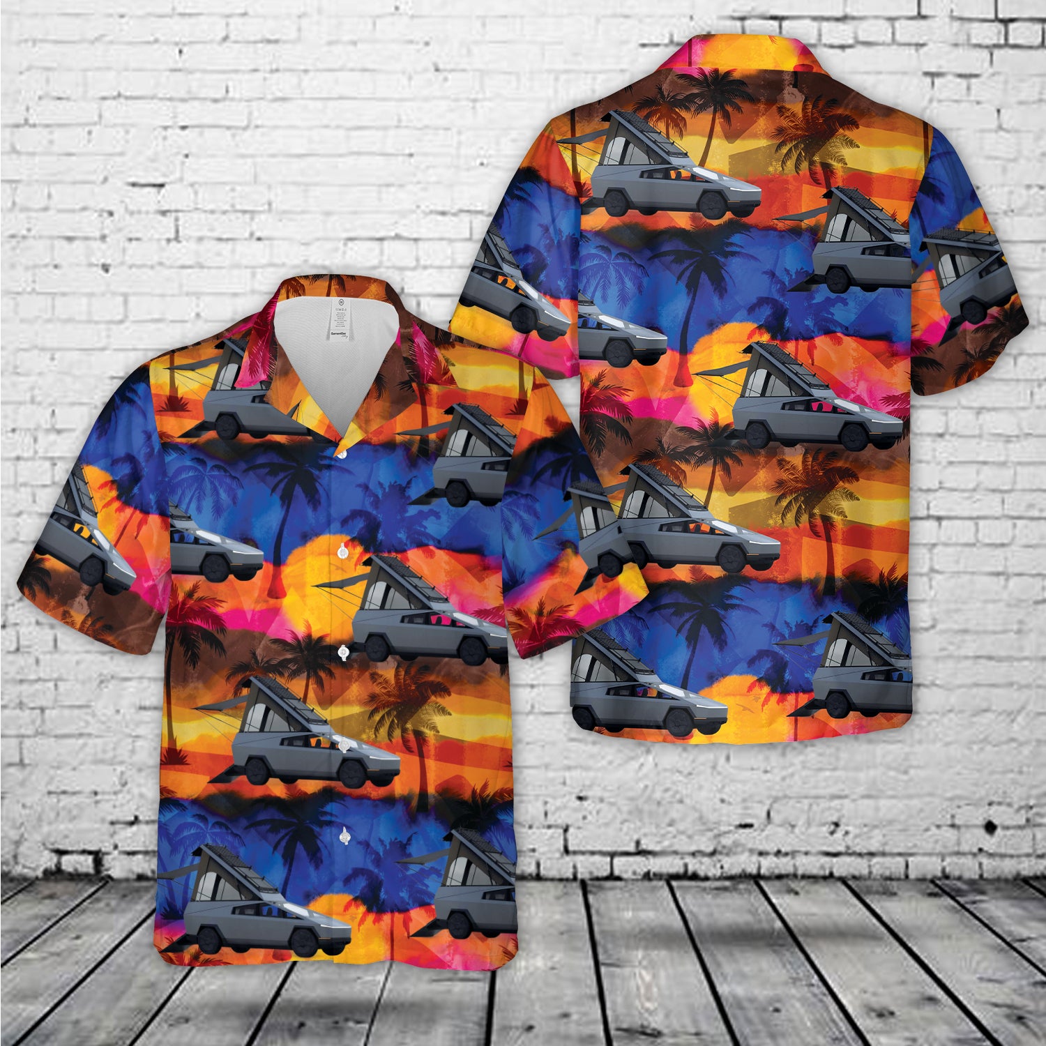 Tesla Cybertruck Space Camper Hawaiian Shirt