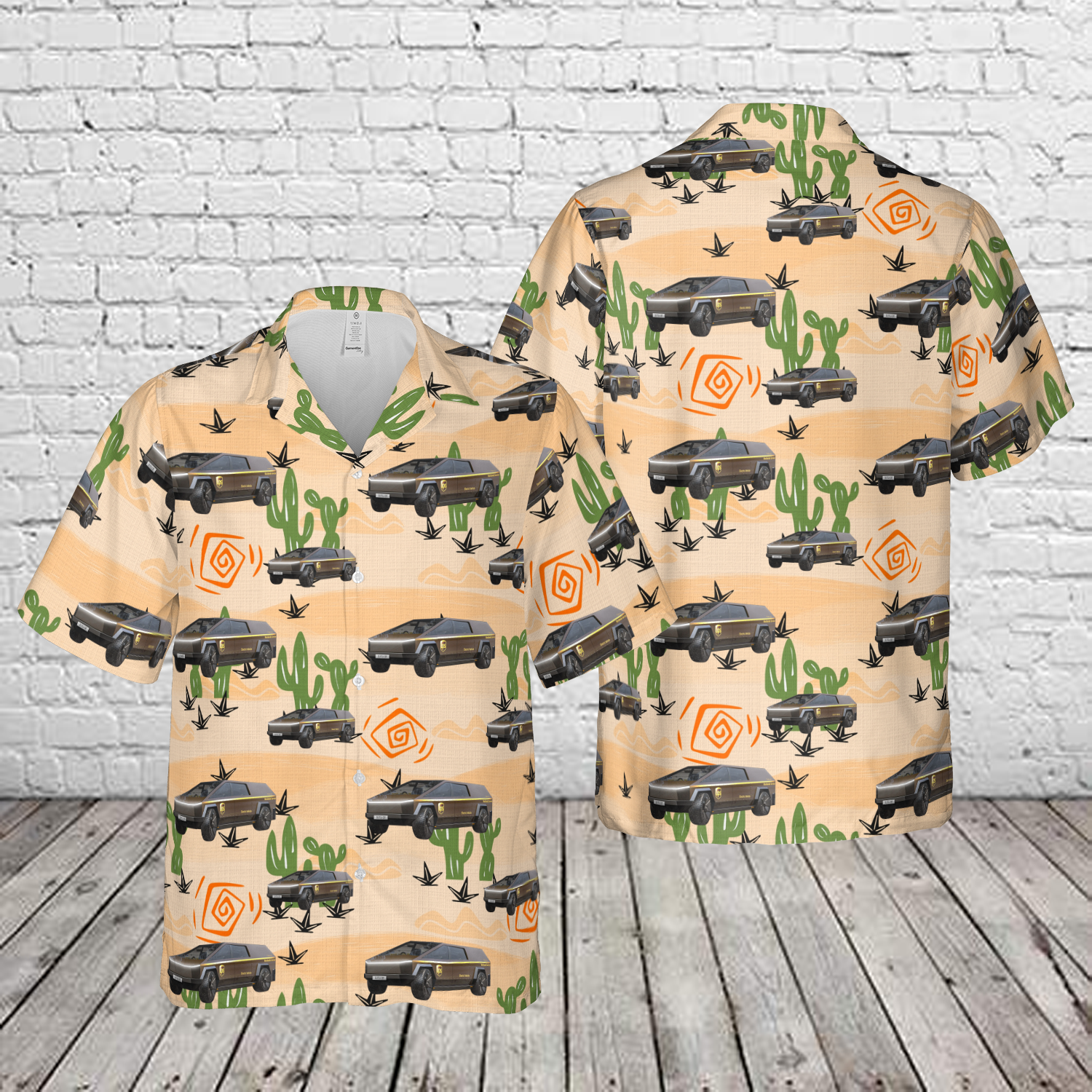 Tesla Cybertruck UPS Hawaiian Shirt