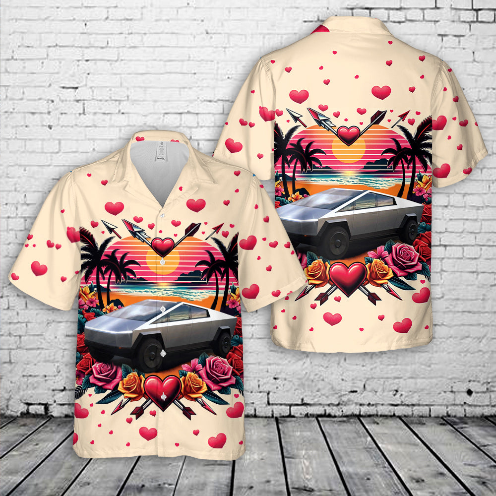 Tesla Cybertruck Valentine Hawaiian Shirt