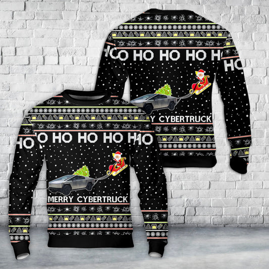 Tesla Merry Cybertruck Santa Claus Christmas Sweater