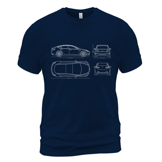Tesla Model 3 Classic Unisex T-Shirt Gildan 5000 (Made In US)